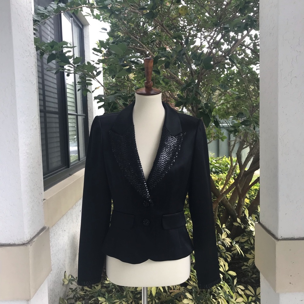 Kay Unger Silk Sequin lapel Blazer
